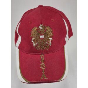 Austria Hat Cap Strapback Red White Adult Adjustable Casual One Size Embroidered
